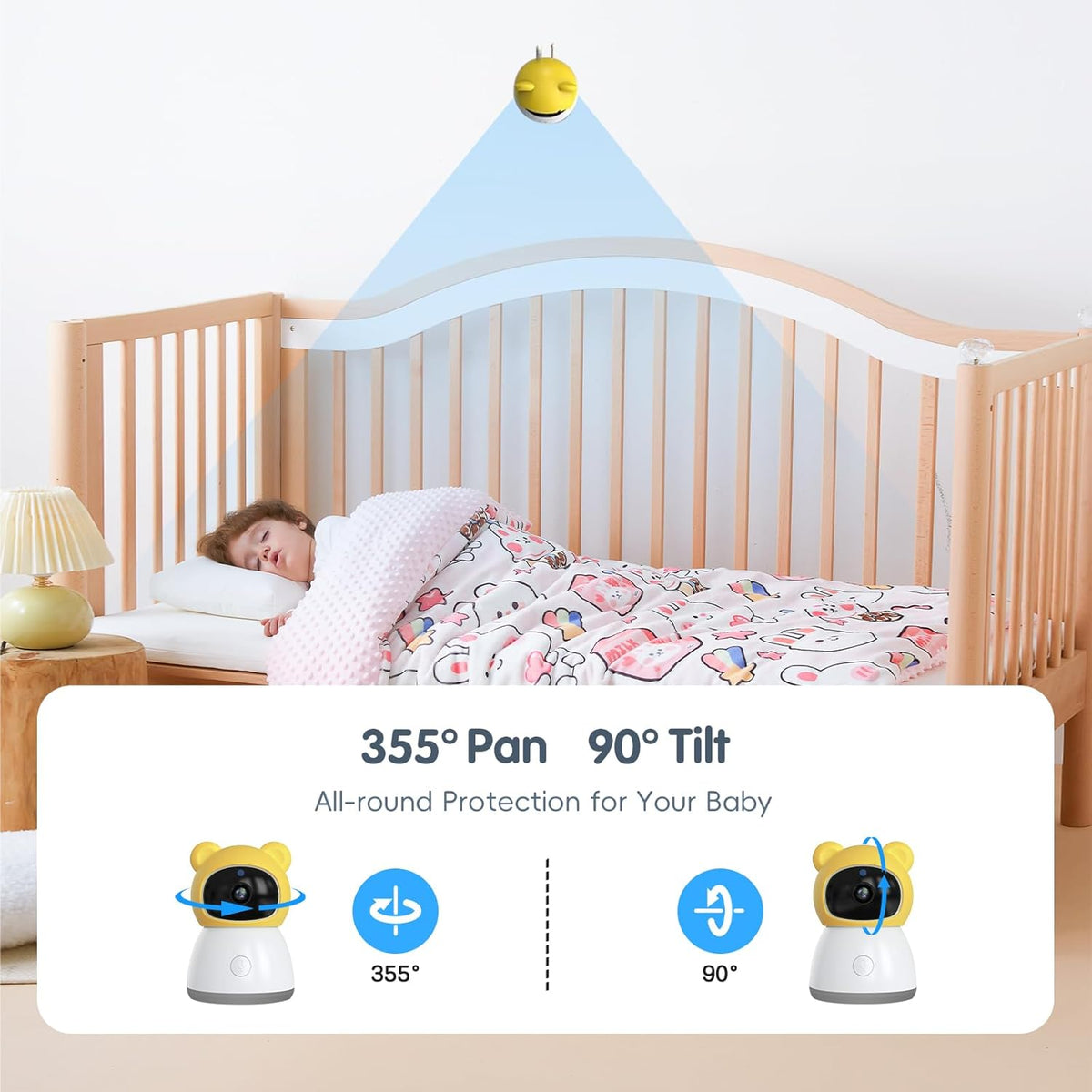 Baby Monitor with Camera and Audio, 2K HD Smart Video Baby Camera WiFi 5" Screen, Night Vision