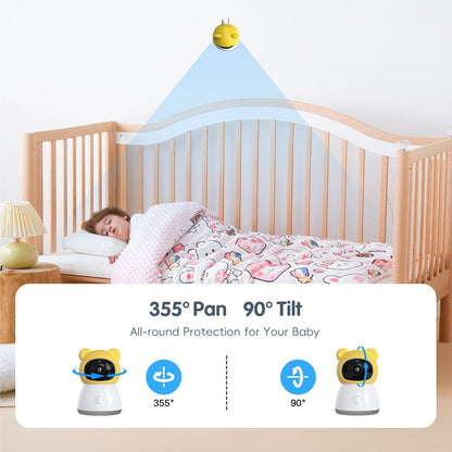 Baby Monitor with Camera and Audio, 2K HD Smart Video Baby Camera WiFi 5" Screen, Night Vision