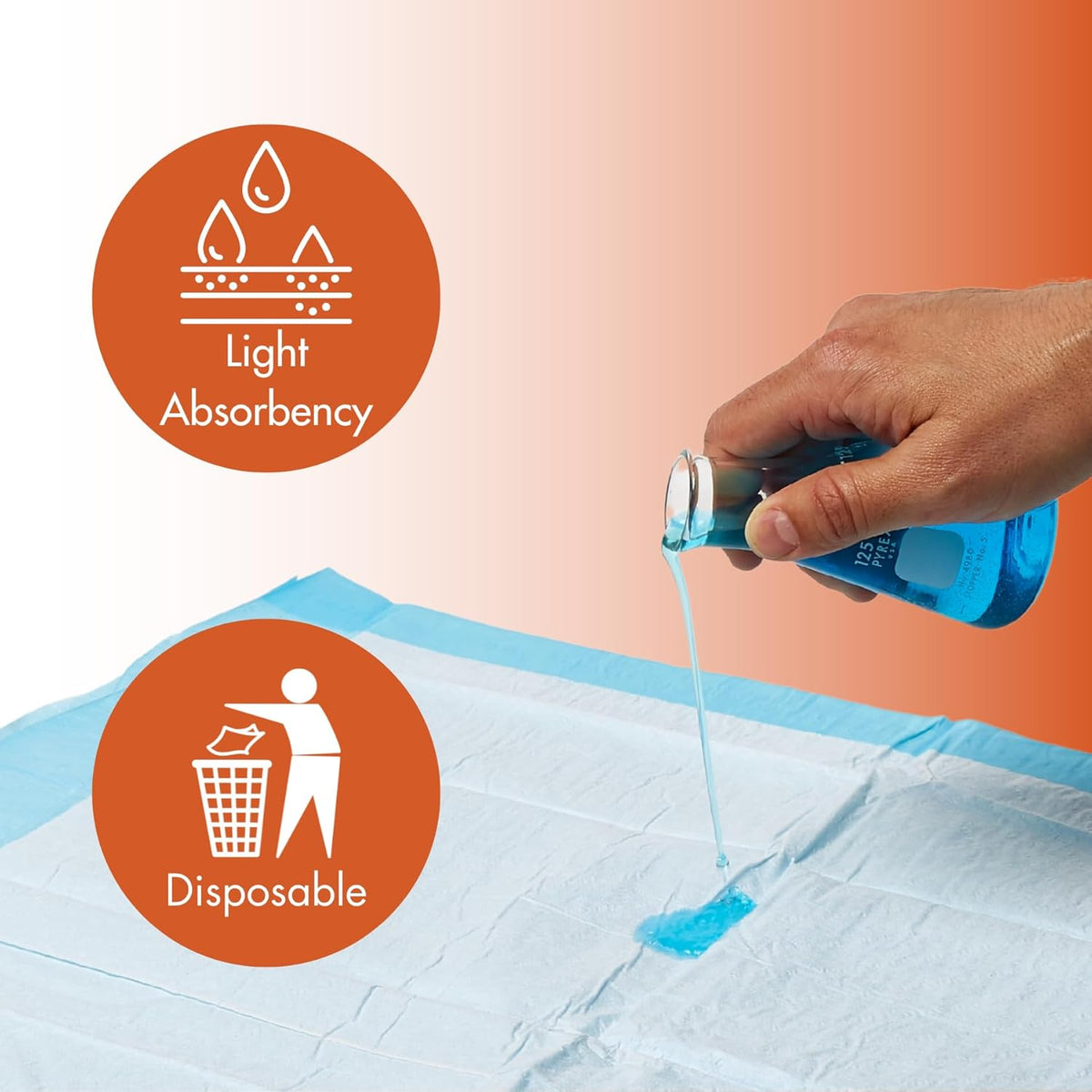 Caring Disposable Underpads, Baby Changing Liner Pads, Light Absorbency, 30 x 30 in, 10-Pack