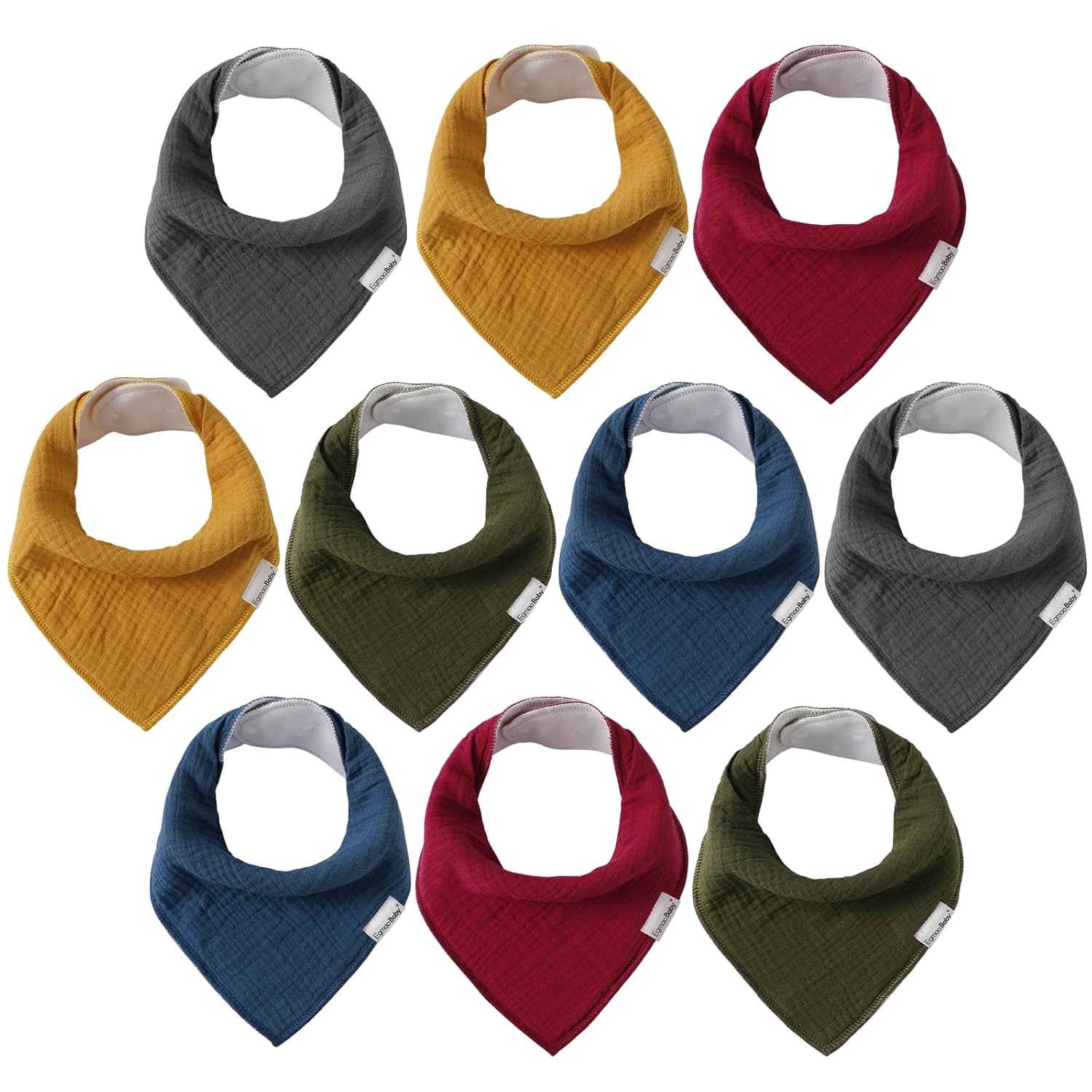 Muslin Baby Bibs for Boys Girls,10 Pack Super Absorbent Baby Bandana Drool Bibs Set for Teething