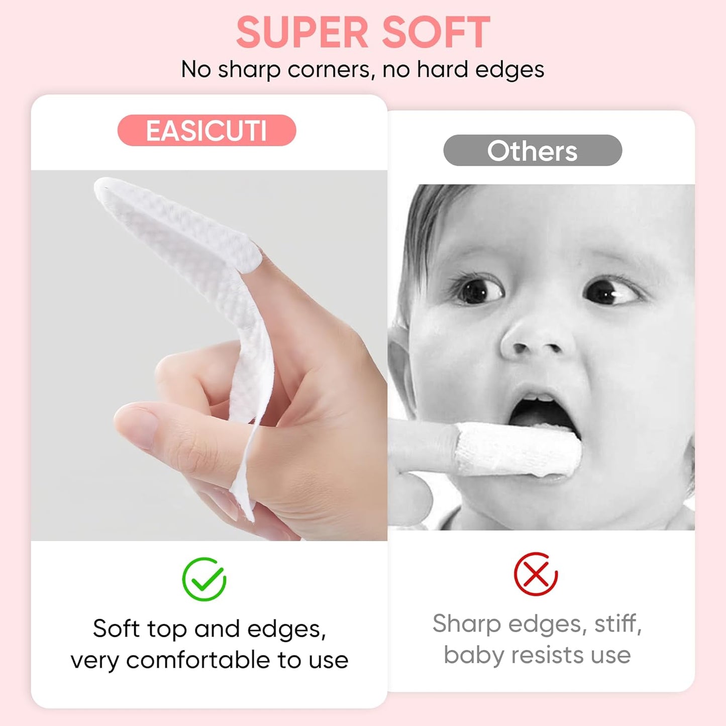 EASICUTI 40Pcs Baby Finger Toothbrush, Dry Wipes Baby Toothbrush, Baby Tongue Cleaner, Newborn