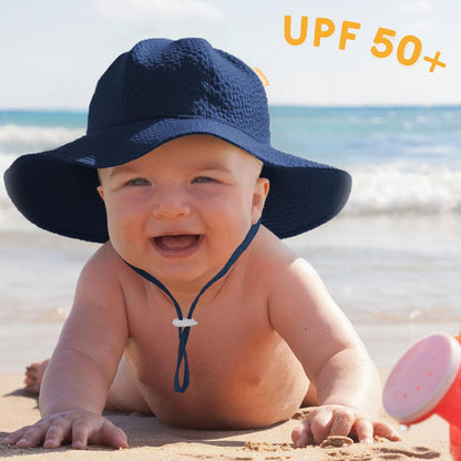 HONGTEYA Baby Sun Hat Toddler Girl Beach Hat Adjustable Outdoor Summer Hat UPF 50+ Sun Protection