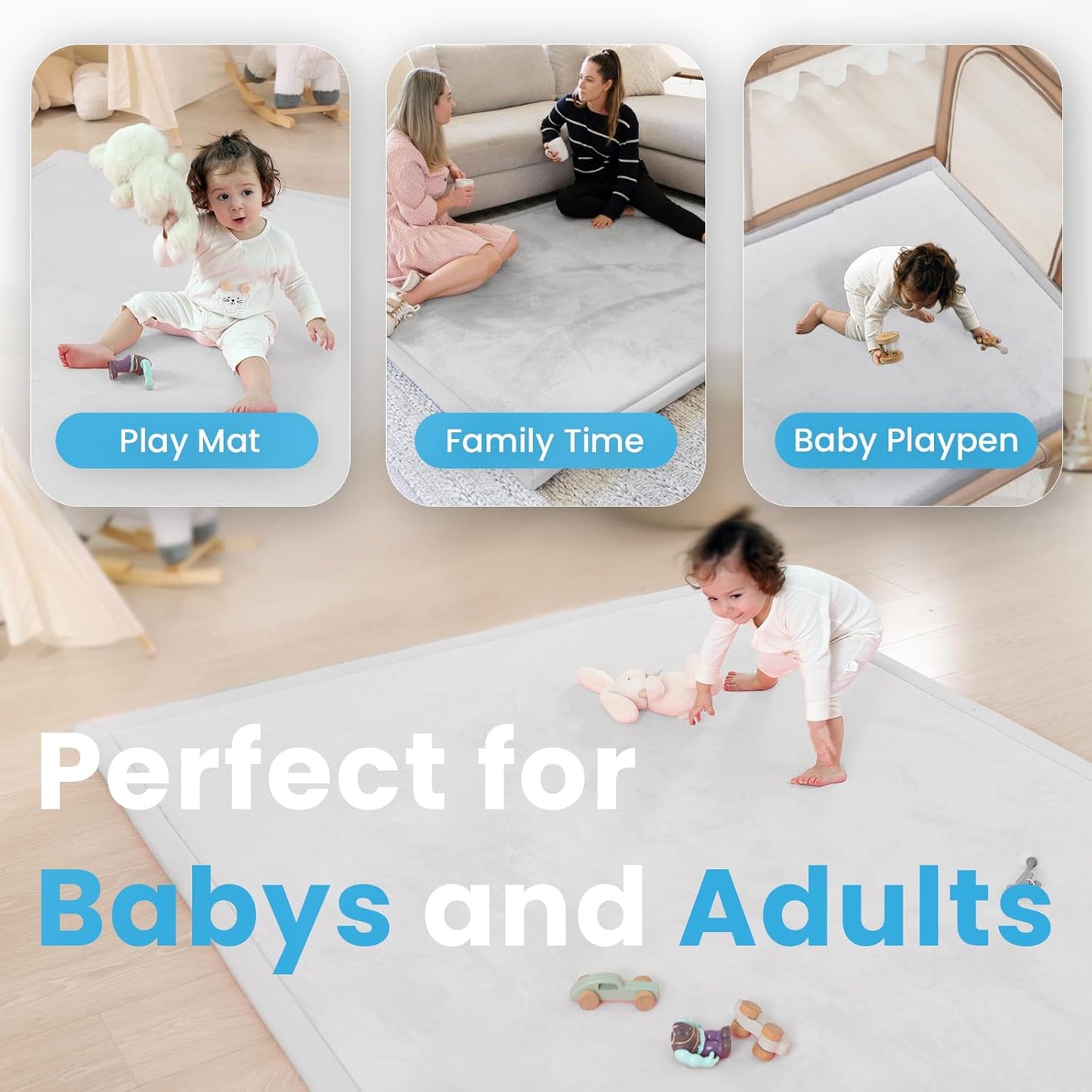Baby Play Mat for Kids Room,Extra Thick Elasti-Foam Anti-Fall Cushion Mat for