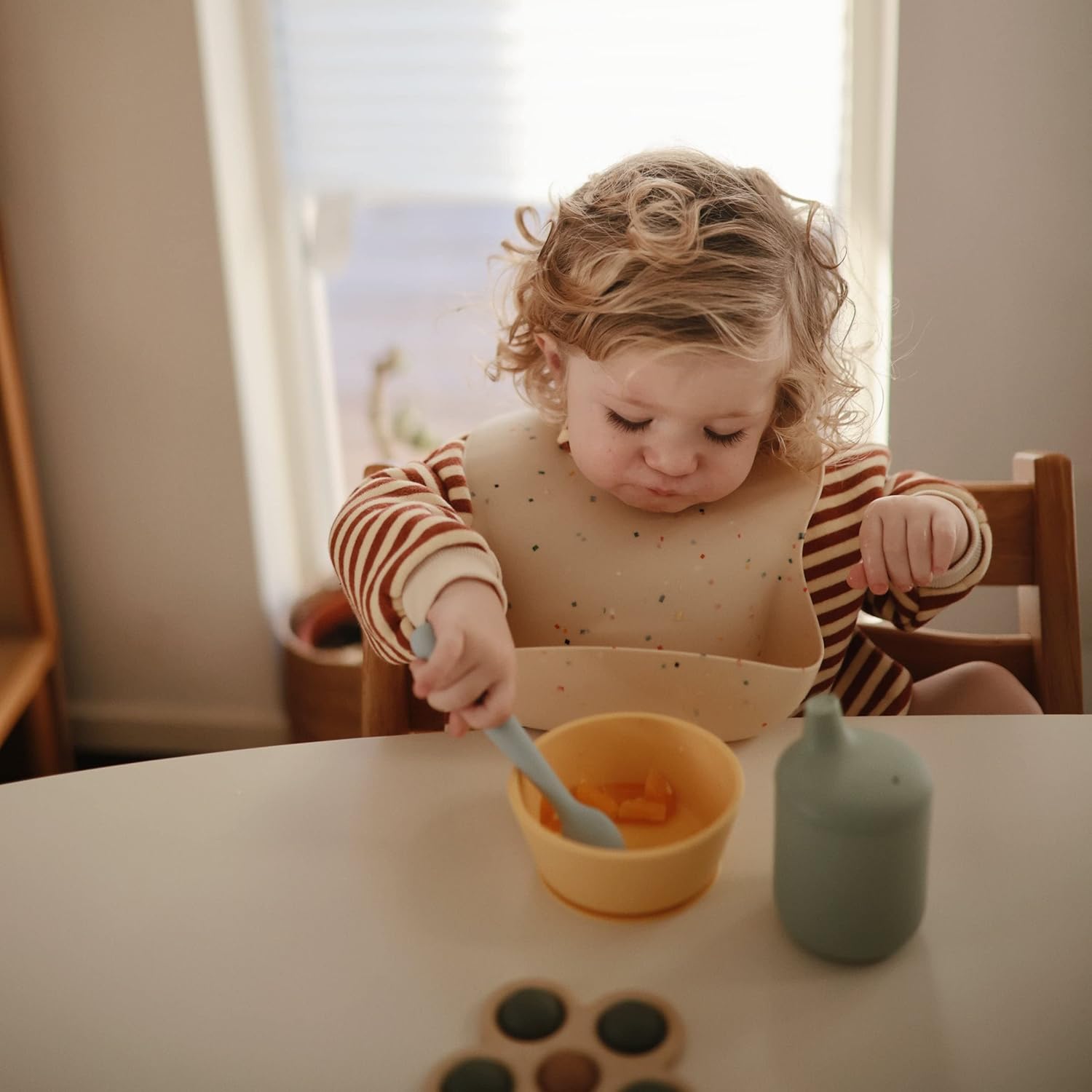 mushie Silicone Baby Feeding Spoons | 2 Pack (Powder Blue)