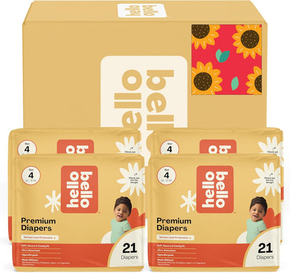 Hello Bello Diapers, Size 4 (22-37 lbs) Flower Child, 84 Count Value Pack of Premium Disposable