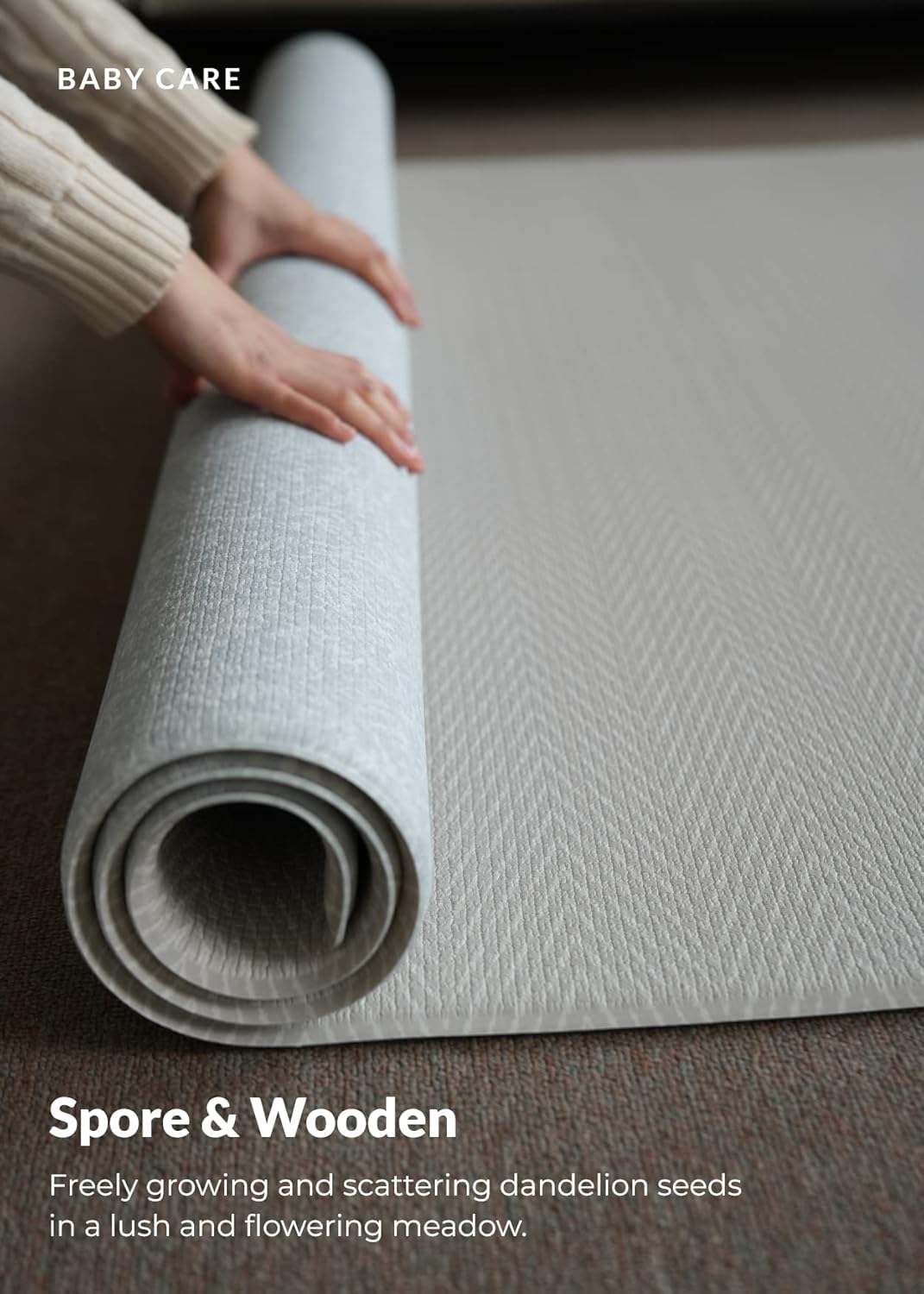 Baby Care Play Mat (Large, Hygge - Spore & Wooden) 82'' x 55'' Original One-Piece Reversible