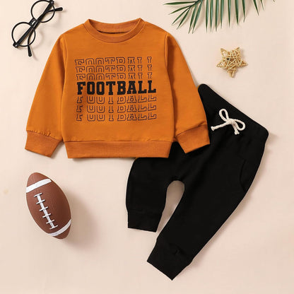 Baby Boy Clothes Fall 6 12 18 24 Months Football Long Sleeve Pullover Tops & Pant Sets Toddler