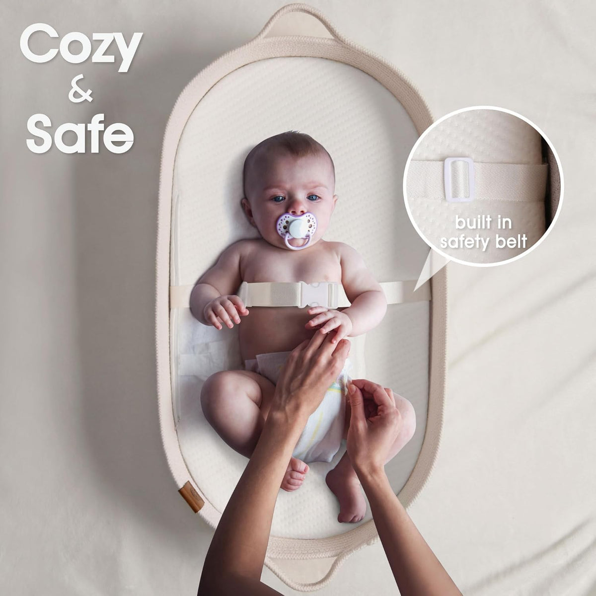 Baby Changing Basket Includes Diaper Caddy - Breathable & Waterproof Dual-Cover, Portable, Changing