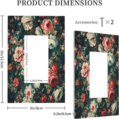Decorative Outlet Covers Baroque Vintage Peony Flower Floral 1 Gang Single Rocker Light Switch