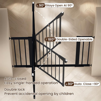 Baby Gate for Stairs - 29.6-46" Auto Close Dog Gate for Doorways, Extra Wide Child Gate Indoor
