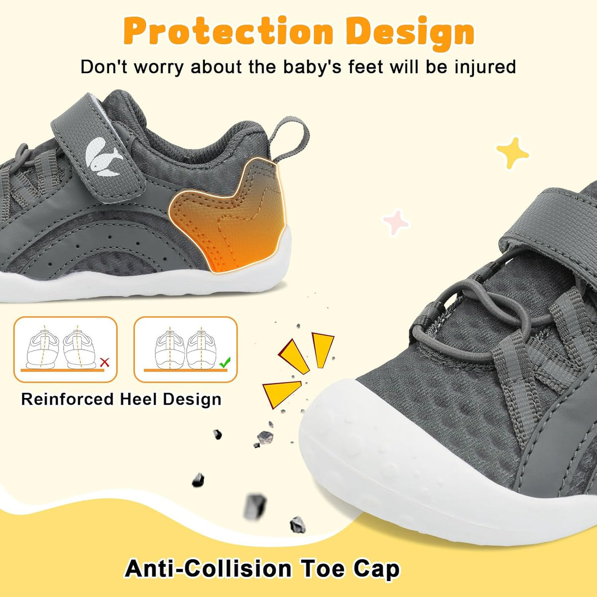 FEETCITY Wide Baby Shoes Boys Girls Baby Barefoot Shoes Breathable Infant Walking Shoe Crib Sock