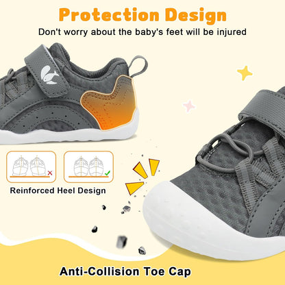 FEETCITY Wide Baby Shoes Boys Girls Baby Barefoot Shoes Breathable Infant Walking Shoe Crib Sock