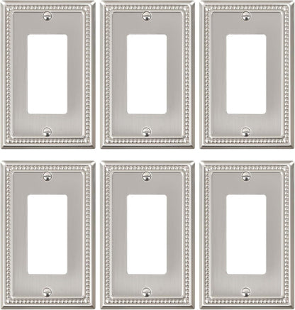 6-Pack Decorator Outlet Cover Plate, Decorative Switch Plates and Outlet Covers, Brushed Nickel