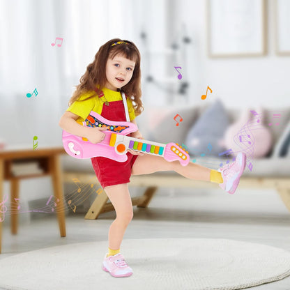 Kids Guitar, Electric Toddler Baby Music Toys for Ages 2-4 with Piano Mode Strap and Lights Child