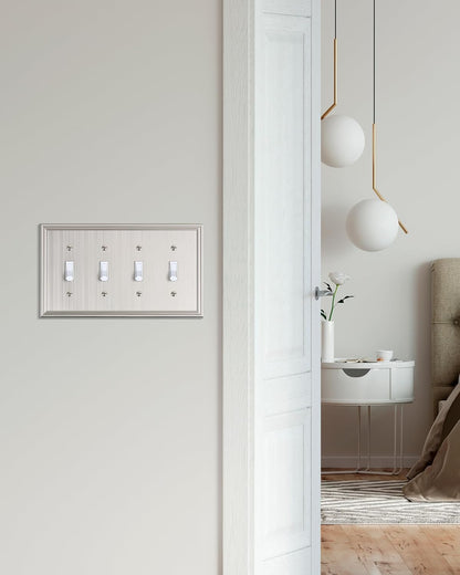 2-Pack Quad Toggle Light Switch Cover Plate, Durable Zinc Alloy Decorative Switch Plate Covers