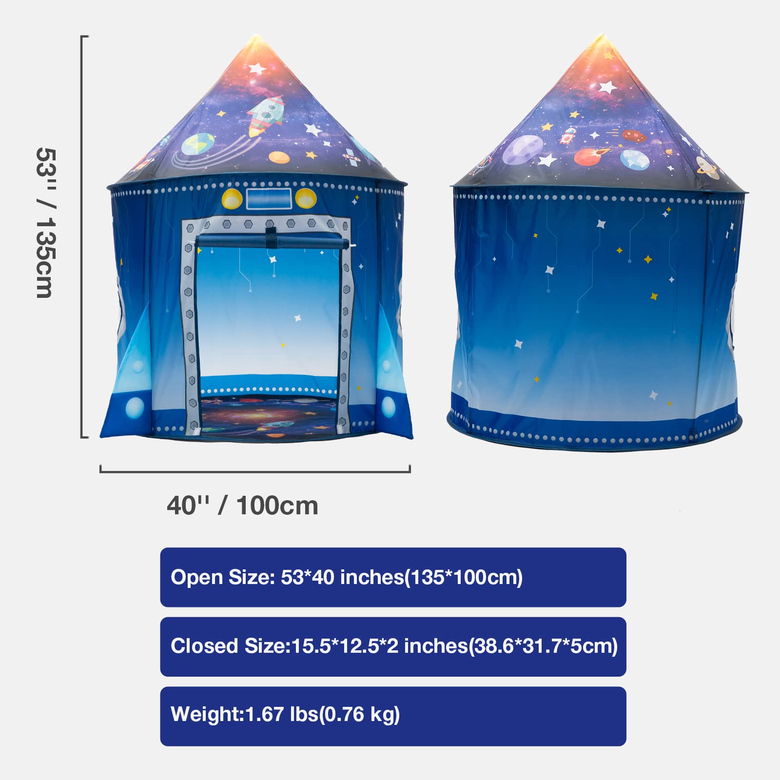 WillingHeart Play Tent for Kids, Rocket Ship Spaceship Space Themed