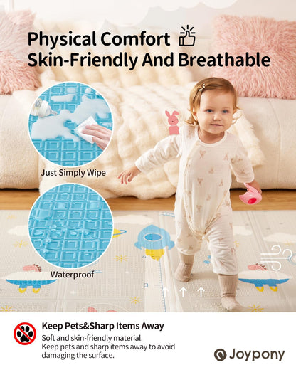 Baby Play Mat, 71x59 Inch Foldable Play Mats for Babies and Toddlers, Waterproof & Anti-Slip