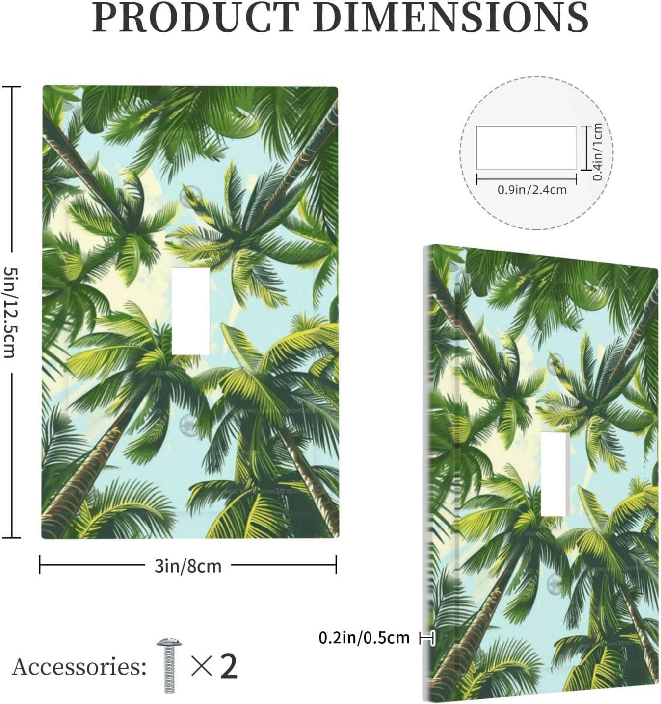 Summer Sky Coconut Palms Trees Green Plants Leaf Decorative Light Switch Cover 1 Gang Single Toggle
