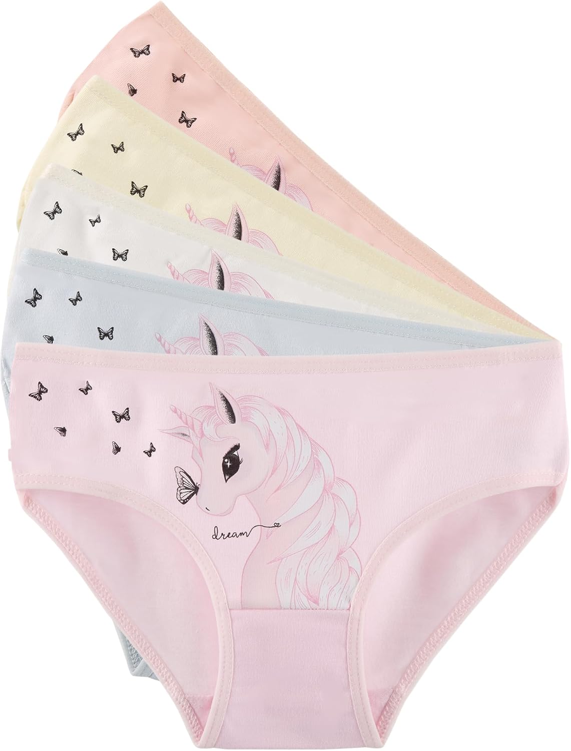 Donella Girls' Soft Cotton Underwear - Kids Bikini Brief Panties for Girls and Toddlers 5-Pack