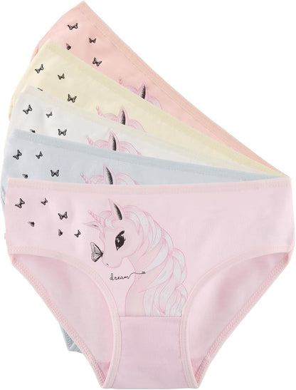 Donella Girls' Soft Cotton Underwear - Kids Bikini Brief Panties for Girls and Toddlers 5-Pack