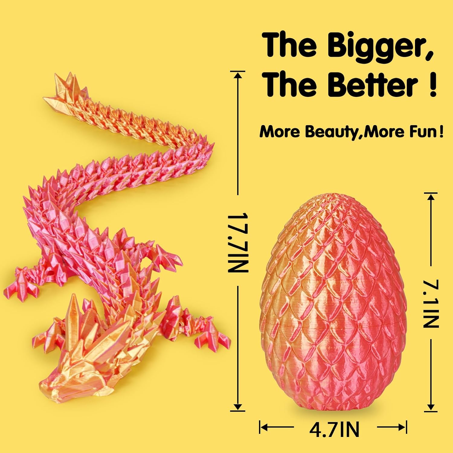 Large Dragon Eggs with Dragon Inside, 3D Printed Surprise Funny Gifts for Kids, Articulated Dragon