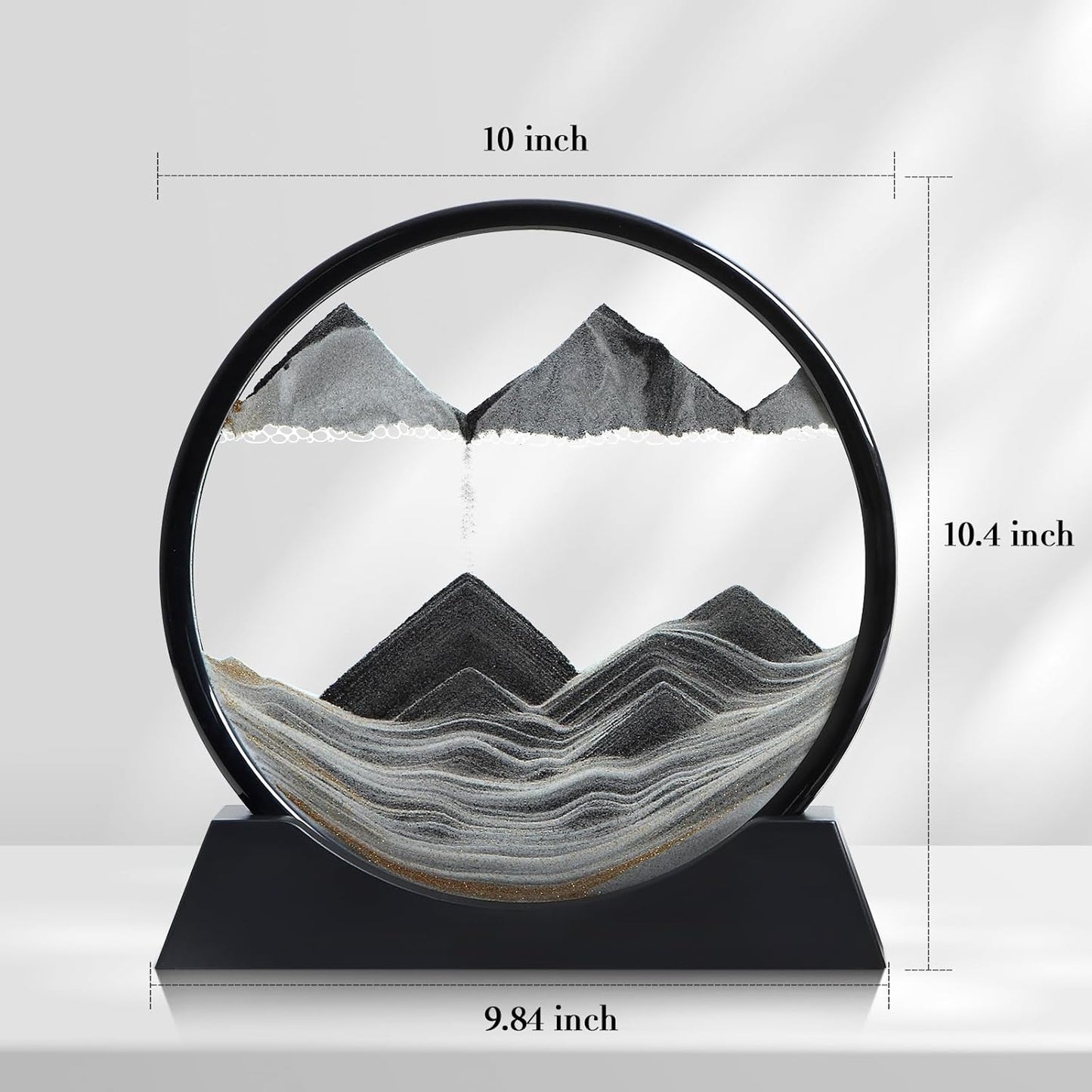 KPNUWN Moving Sand Art Liquid Motion, 3D Deep Sea Sandscape Color Quicksand Decor, Round Glass