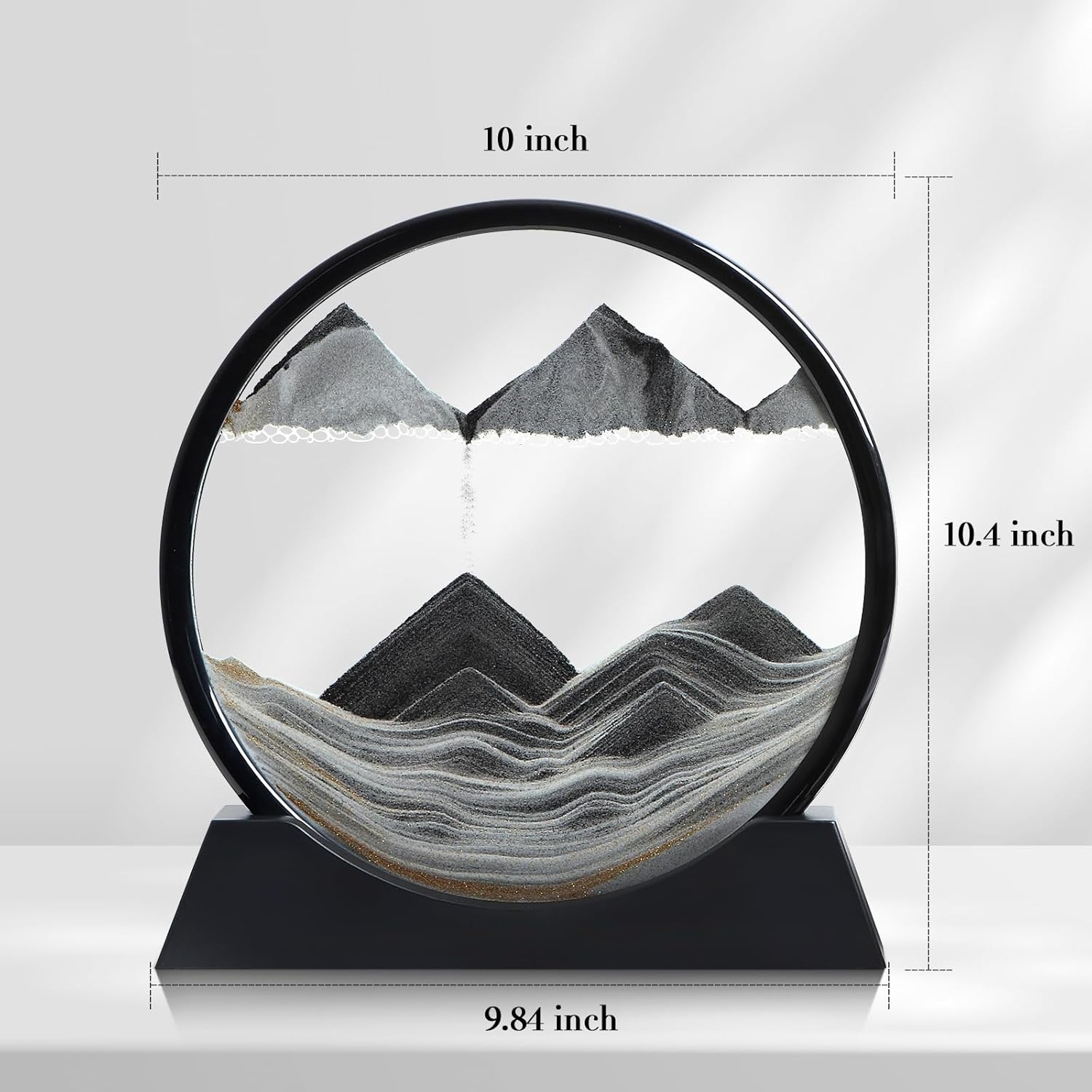 KPNUWN Moving Sand Art Liquid Motion, 3D Deep Sea Sandscape Color Quicksand Decor, Round Glass