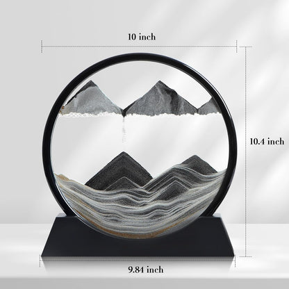 KPNUWN Moving Sand Art Liquid Motion, 3D Deep Sea Sandscape Color Quicksand Decor, Round Glass