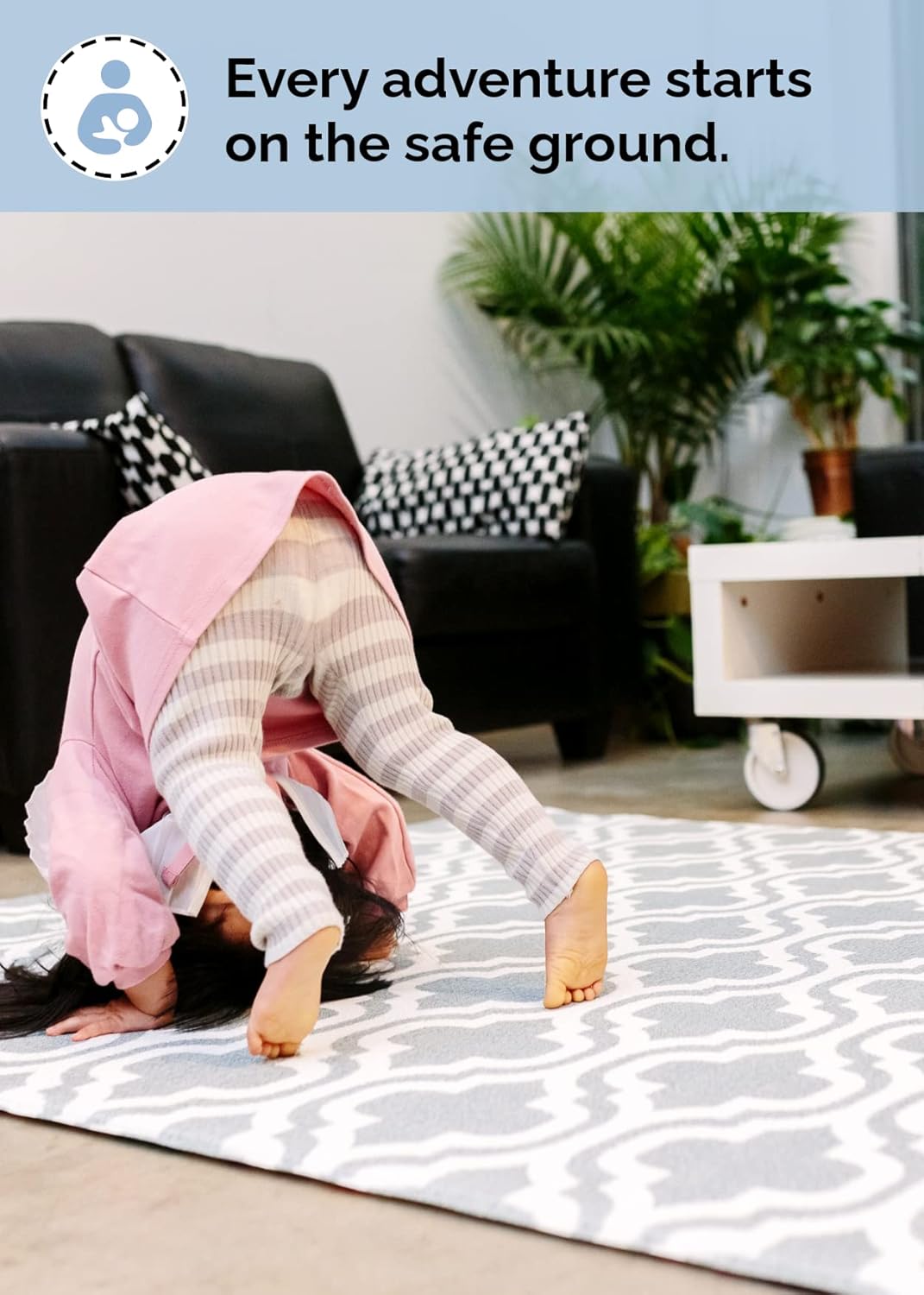 Baby Care Play Mat (Large, Moroccan - Blue) 82'' x 55'' Original One-Piece Reversible Rollable