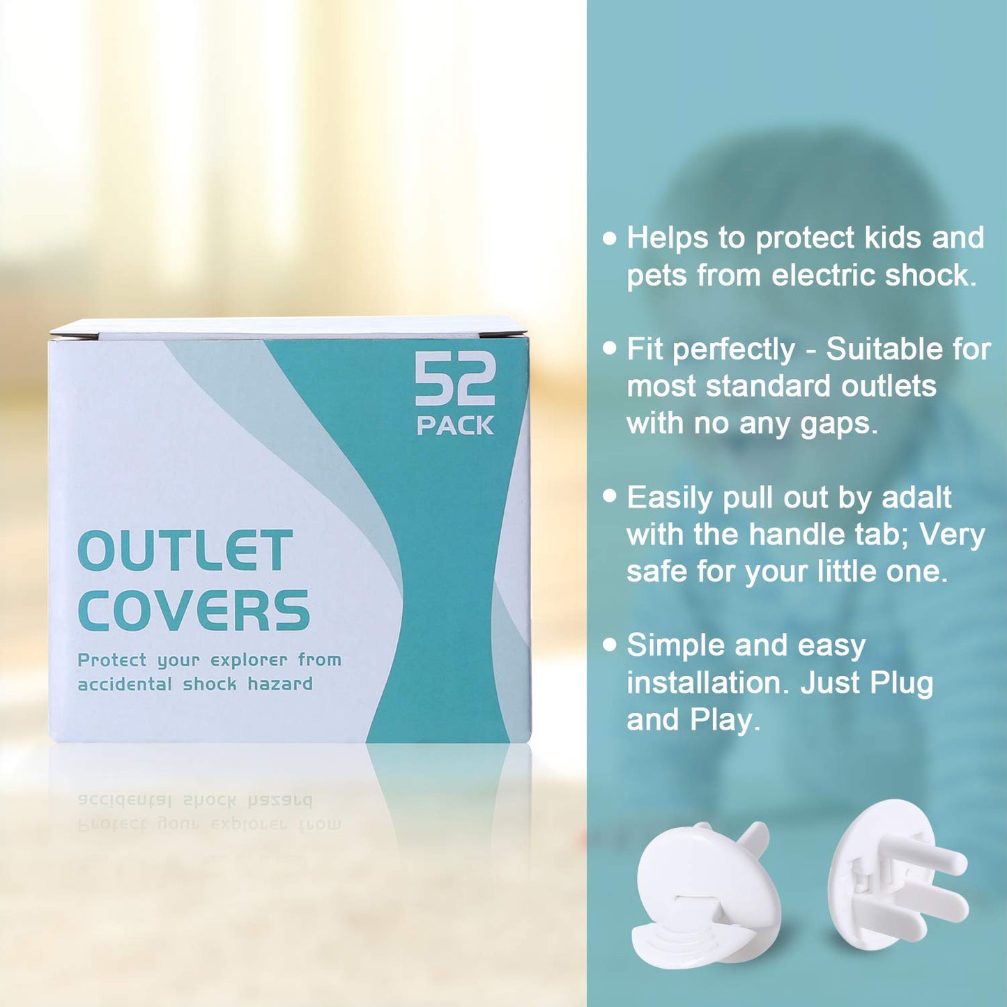 PRObebi Outlet Covers Baby Proofing 52 Pack, Plug Covers for Electrical Outlets, Outlet Plugs Baby