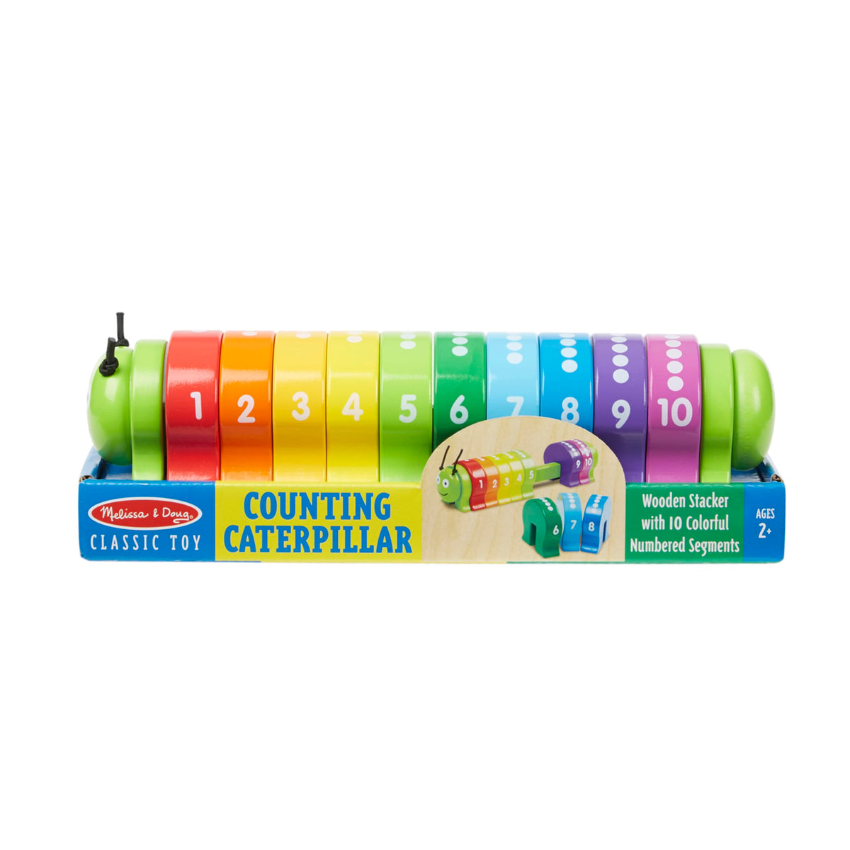 Melissa & Doug Counting Caterpillar - Classic Wooden Toy with 10 Colorful Numbered Segments