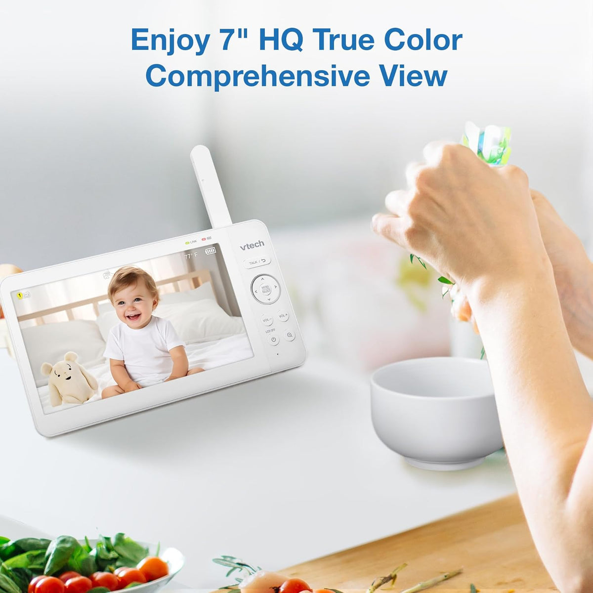 VTech [2025 Upgrade Baby Monitor with 7" IPS Screen, Pan Tilt Zoom Camera, No WiFi Video Baby