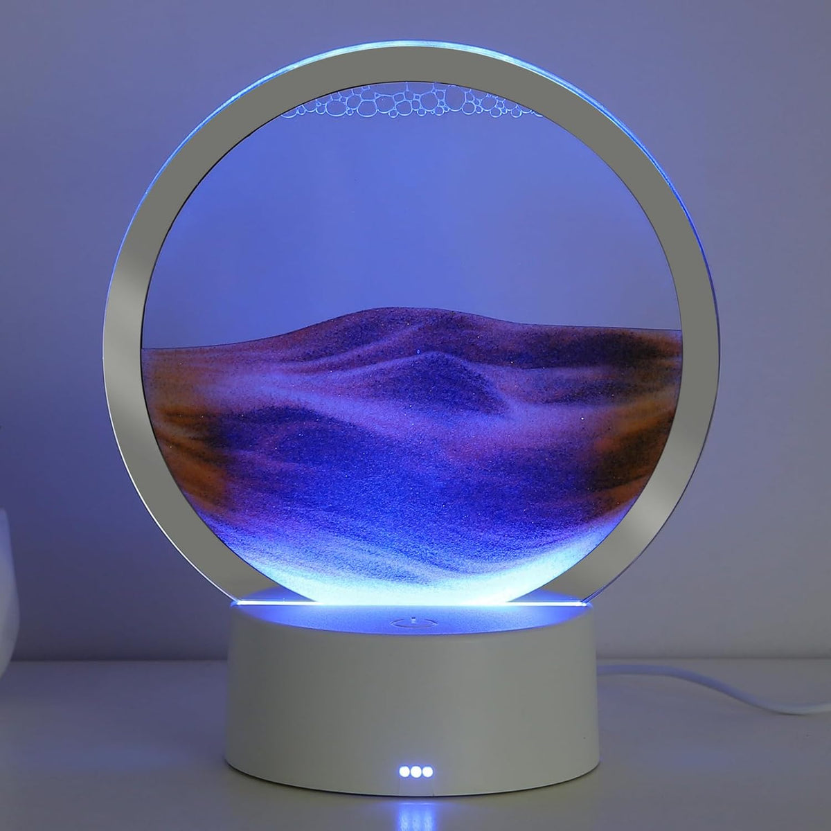 KPNUWN Moving Sand Art Liquid Motion, 3D Deep Sea Sandscape Color Quicksand Decor, Round Glass
