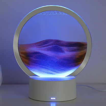 KPNUWN Moving Sand Art Liquid Motion, 3D Deep Sea Sandscape Color Quicksand Decor, Round Glass