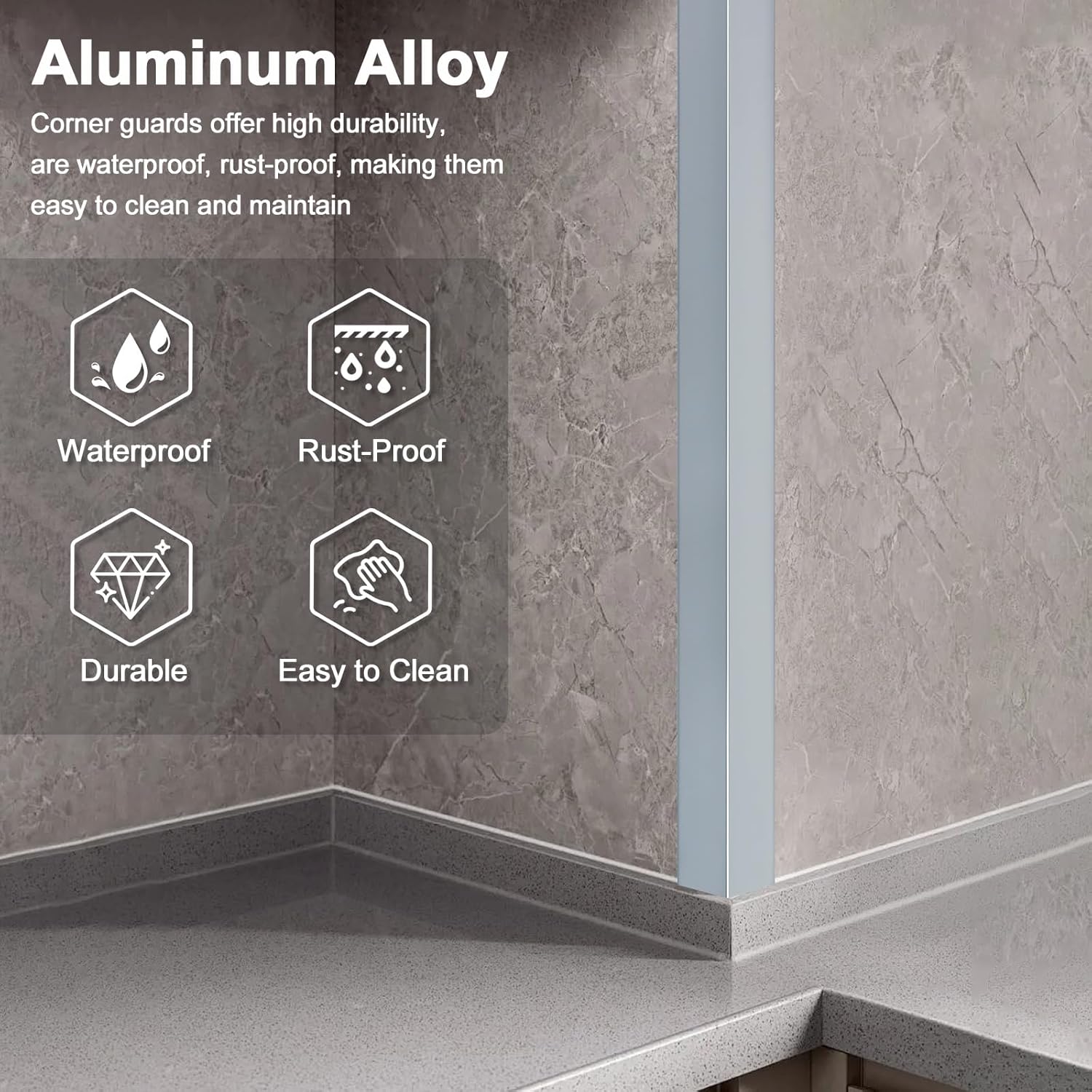 4PCS 45" Aluminum Metal Corner Protectors, Self Adhesive Corner Guards, Metal Wall Edge Protector