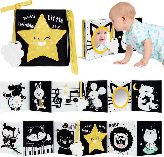 OKOOKO Black and White Baby Book High Contrast Baby Toy 0-6 Months Baby Soft Book Tummy Time Toy