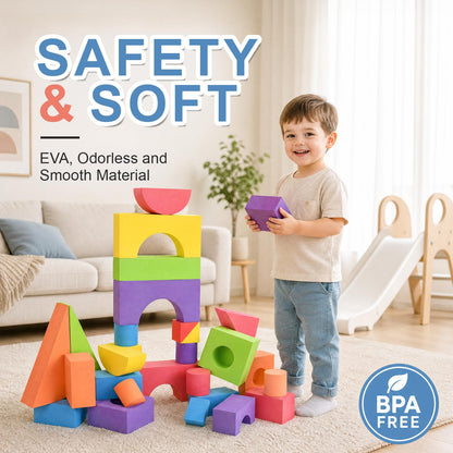 Bingyouth Large Building Foam Blocks for Toddlers, EVA Stacking Foam Building Blocks Toy Set