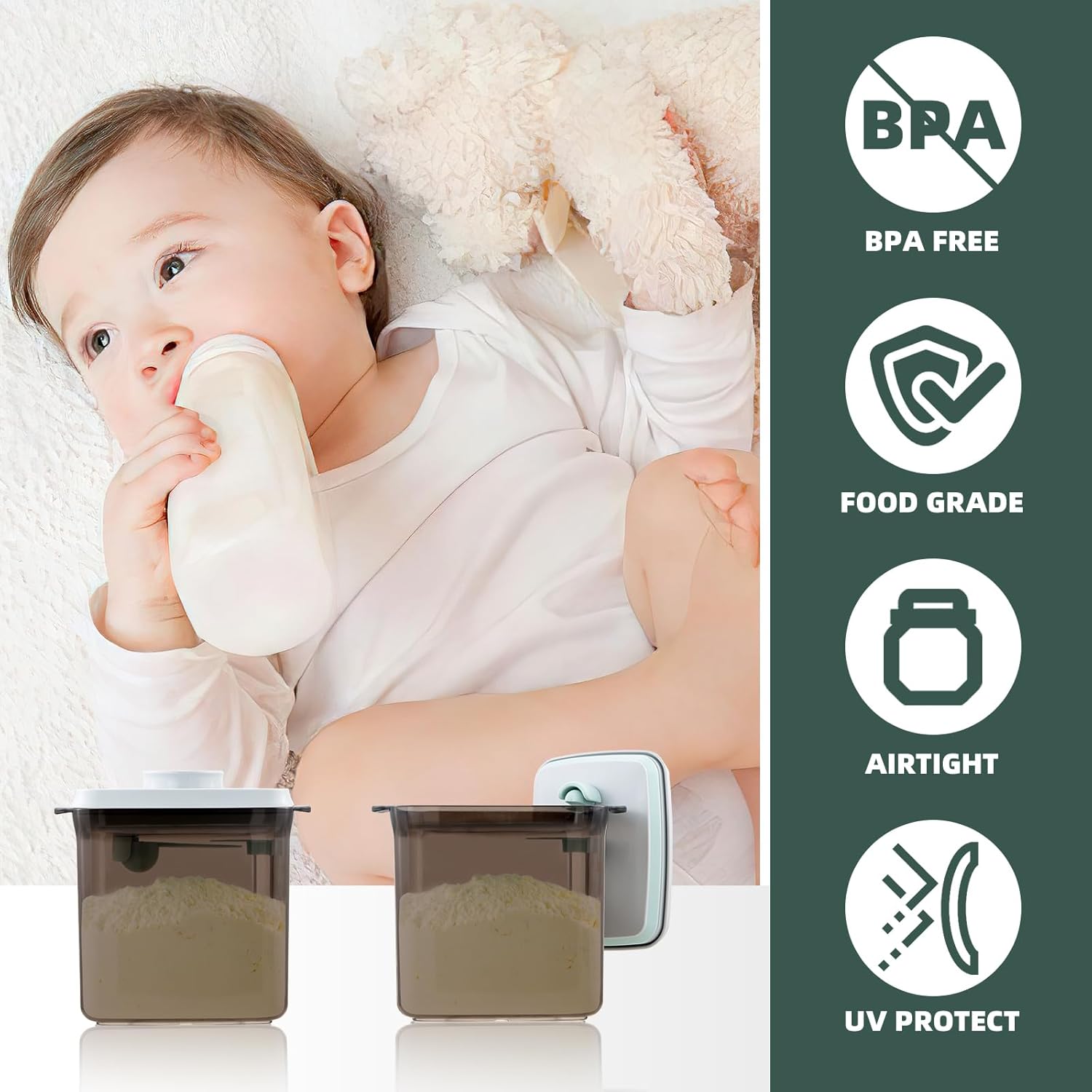 To Go Formula Container - 1000ml Airtight Milk Powder Container for Travel, Formula Dispenser with