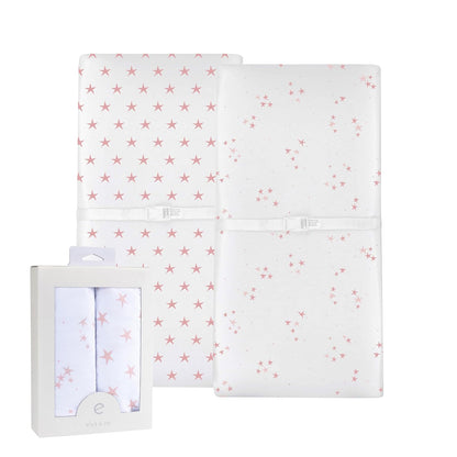 Changing Pad Cover - Cradle Sheet 100% Jersey Cotton 2 Pack for Baby Girl-Dusty Rose and Mauve Pink