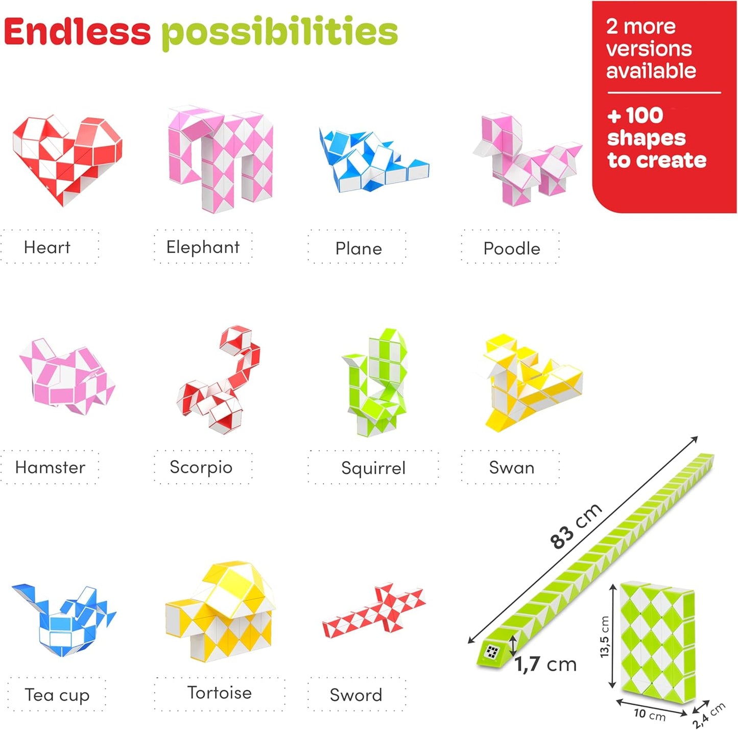 CUBIDI® Magic Snake Cube | Fidget Snake Toy for Kids | Travel Toys for Kids Ages 4-8 | Great Gift