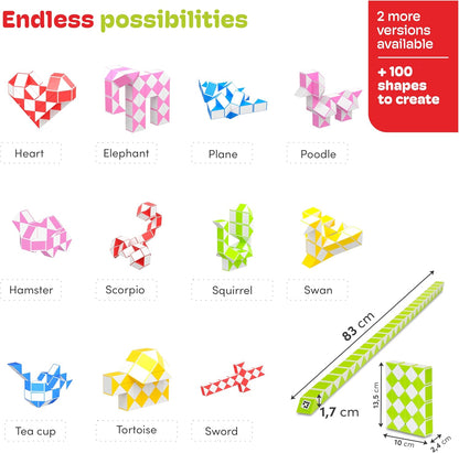 CUBIDI® Magic Snake Cube | Fidget Snake Toy for Kids | Travel Toys for Kids Ages 4-8 | Great Gift