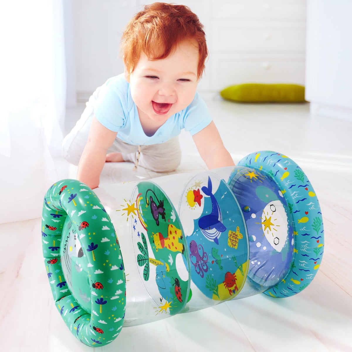 The Peanutshell Inflatable Tummy Time Roller - Crawling Toys for Babies, Soft & Supportive Baby
