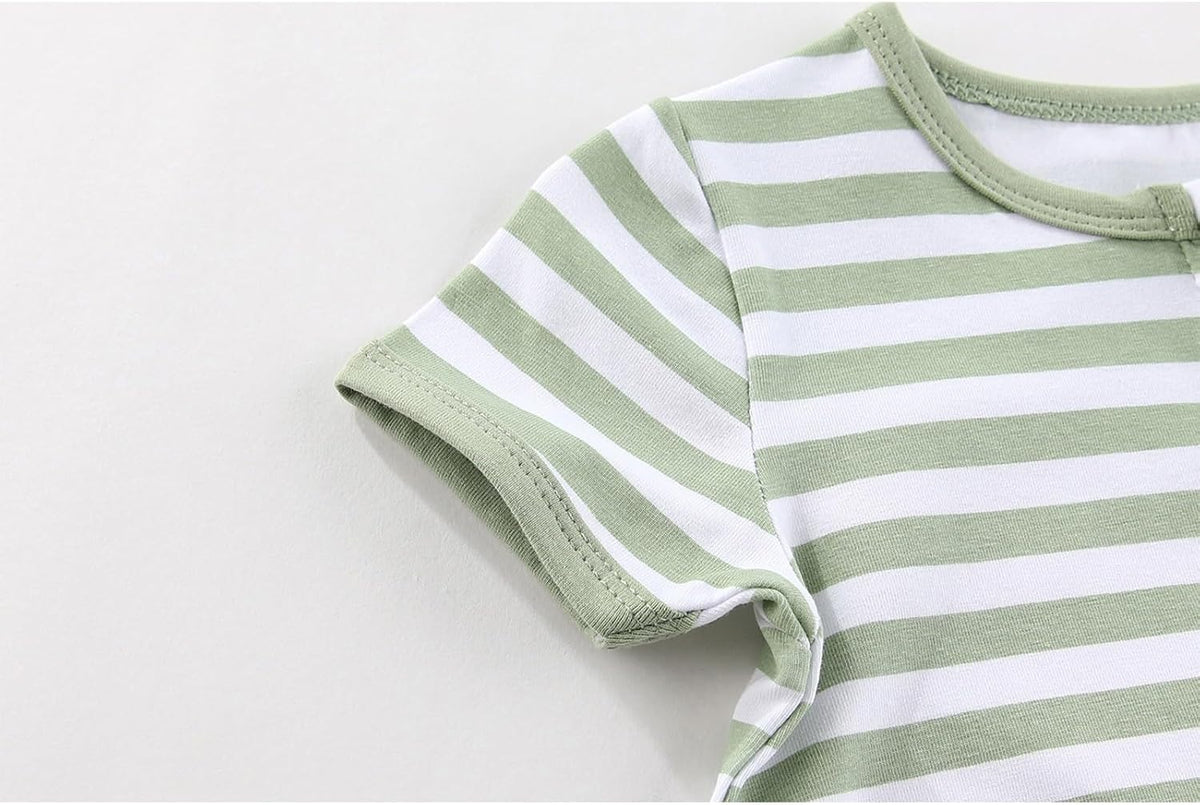 2 Pack Unisex Baby Short Sleeve Rompers 2 Way Zipper New Born One-Piece Jumpsuits 0-24Months Infant