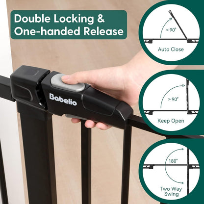 Babelio Metal Baby Gate, 29-48" Auto Close Easy Install Pet Gate, Extra Wide Walk Thru Child Safety