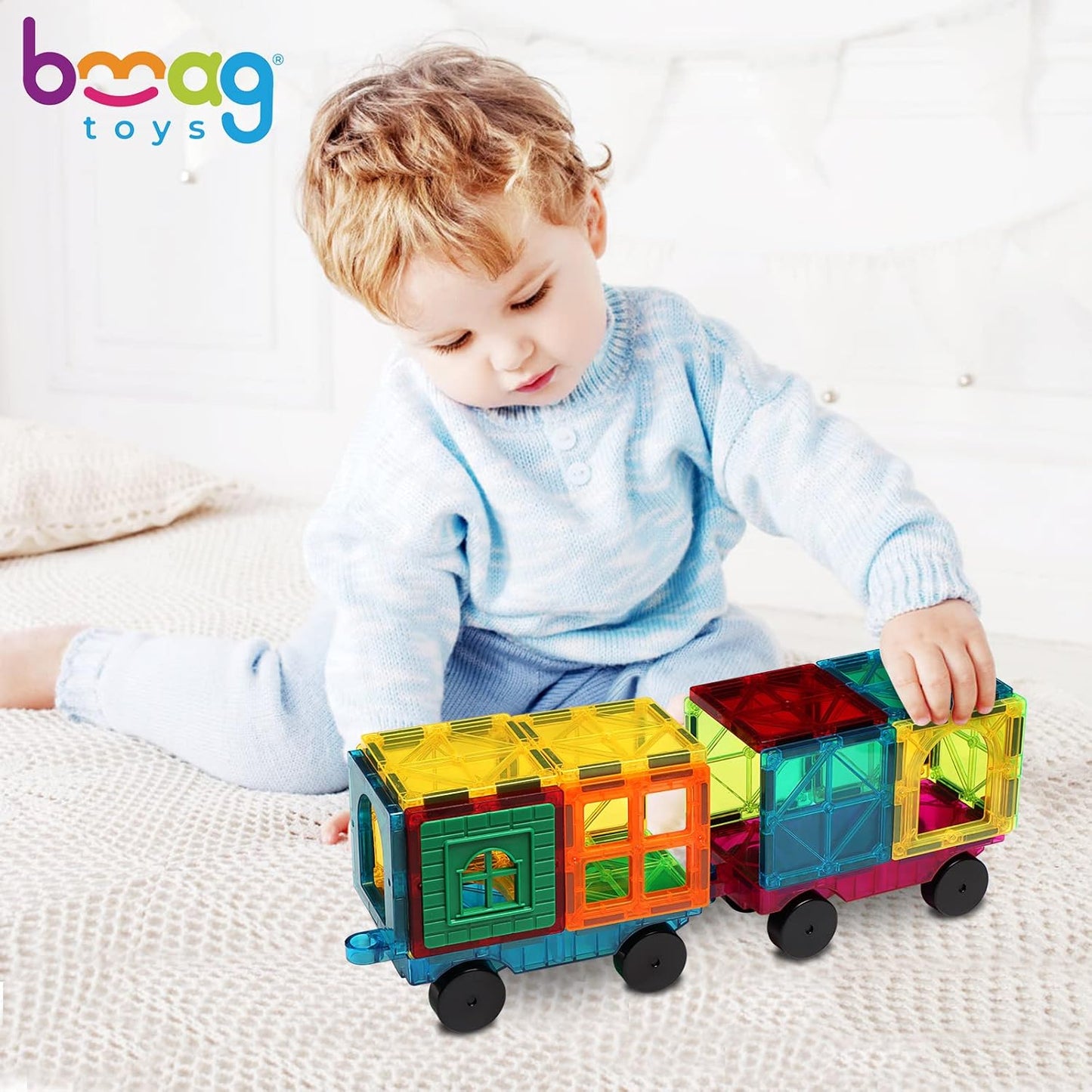 Bmag 2PCS Magnetic Car Set,Construction Vehicle Building Tiles,Magnet Toys Compatible with Magnetic