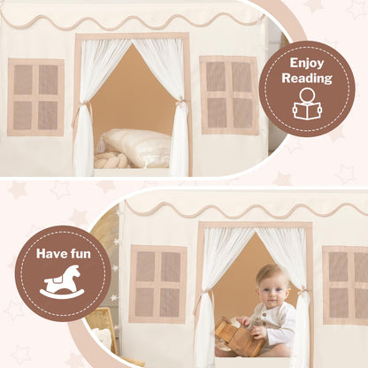 Senodeer Kids Play Tent Indoor: with Mat, Tassel Garland - Girl Tent Indoor Playhouse for Kids Toys