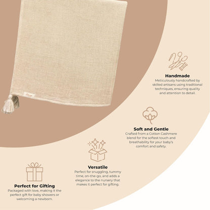 Crane Baby Hazelwood Luxe Blanket, Soft Cotton Nursery and Stroller Blanket, Cotton and Cashmere