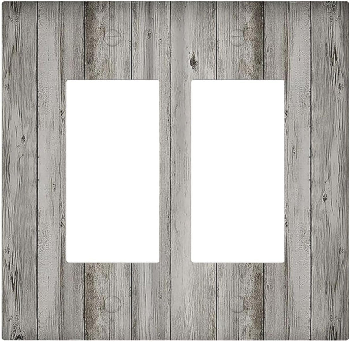 Decorative Outlet Covers Farmhouse Rustic Grey Barn Door Wood 2 Gang Double GFCI Rocker Electrical