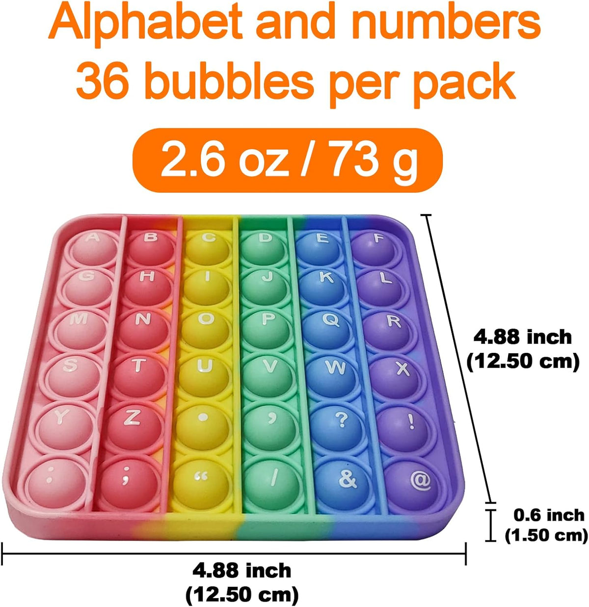 Alphabet Pop Fidget Toy Letters ABC Numbers Learning and Educational Toys Square Sensory Toys
