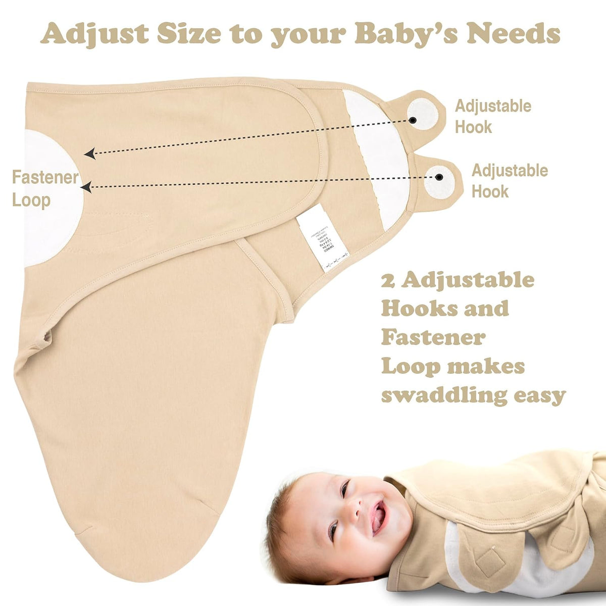 Bublo Baby Swaddles for Newborns – 3-Pack Infant Swaddles 0-3 Months – Adjustable Swaddle Sleep